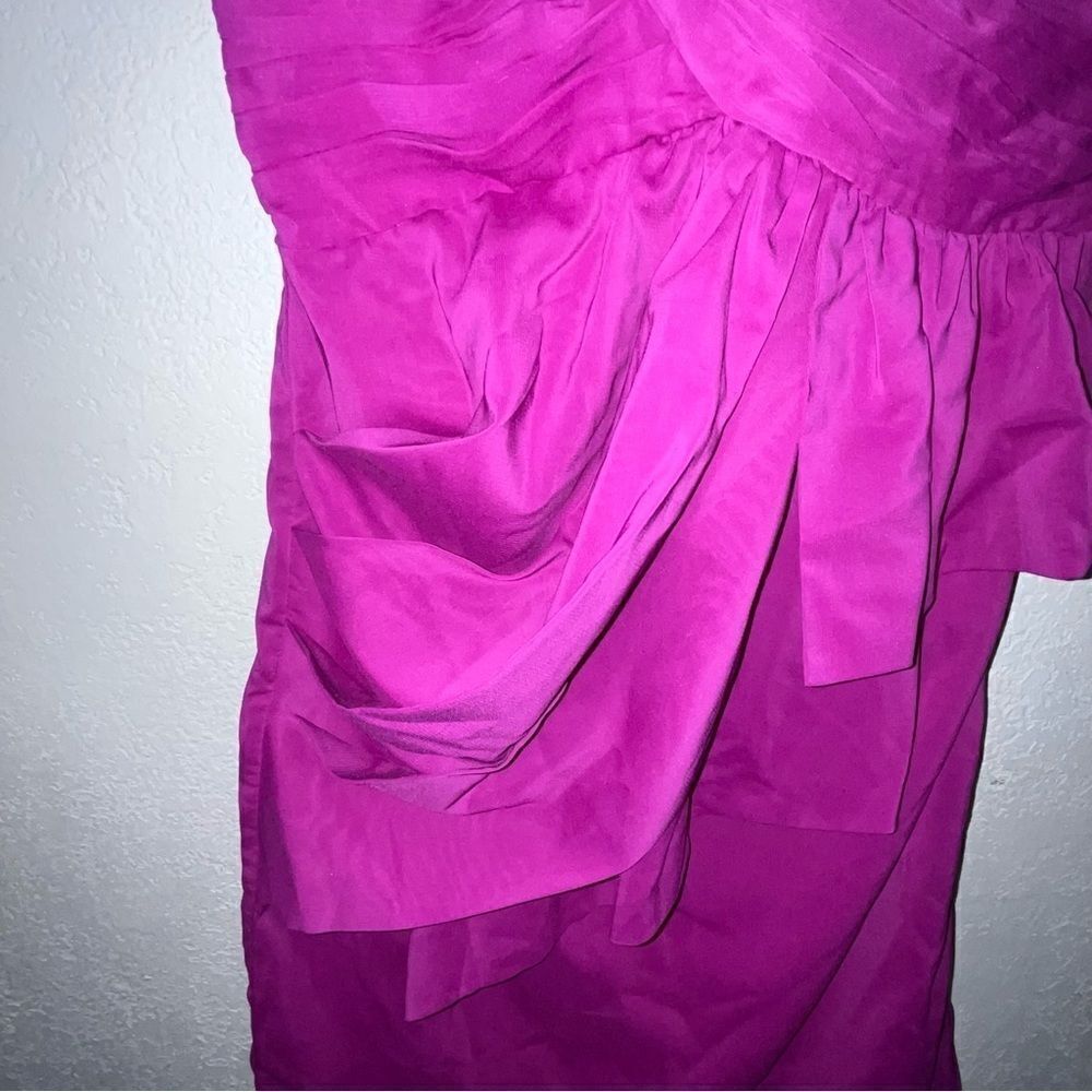 Point Magenta One Shoulder Cocktail Dress - Picture 7 of 9